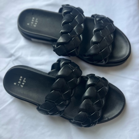 A New Day Women's Black Double Braided Sandals - Picture 2 of 5